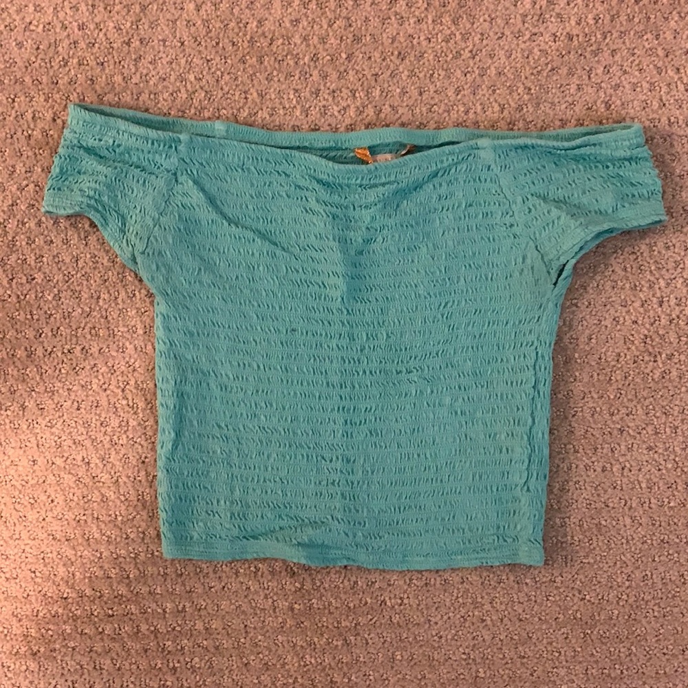 Guess teal crop top smocked